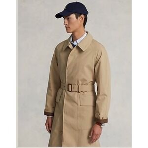 NEW POLO Ralph Lauren Mens 42R Woven Cotton Long Walking Coat Brown Classic $998